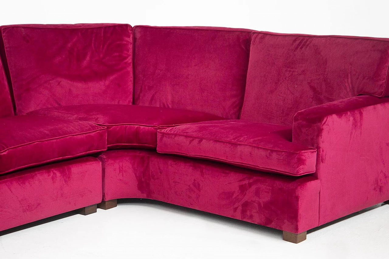 12-seater modular sofa attr. to Luigi Caccia Dominioni in dark fuchsia velvet, 1960s 1403105