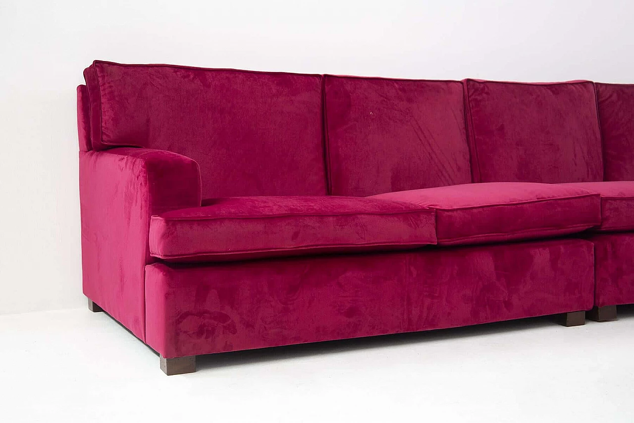 12-seater modular sofa attr. to Luigi Caccia Dominioni in dark fuchsia velvet, 1960s 1403107