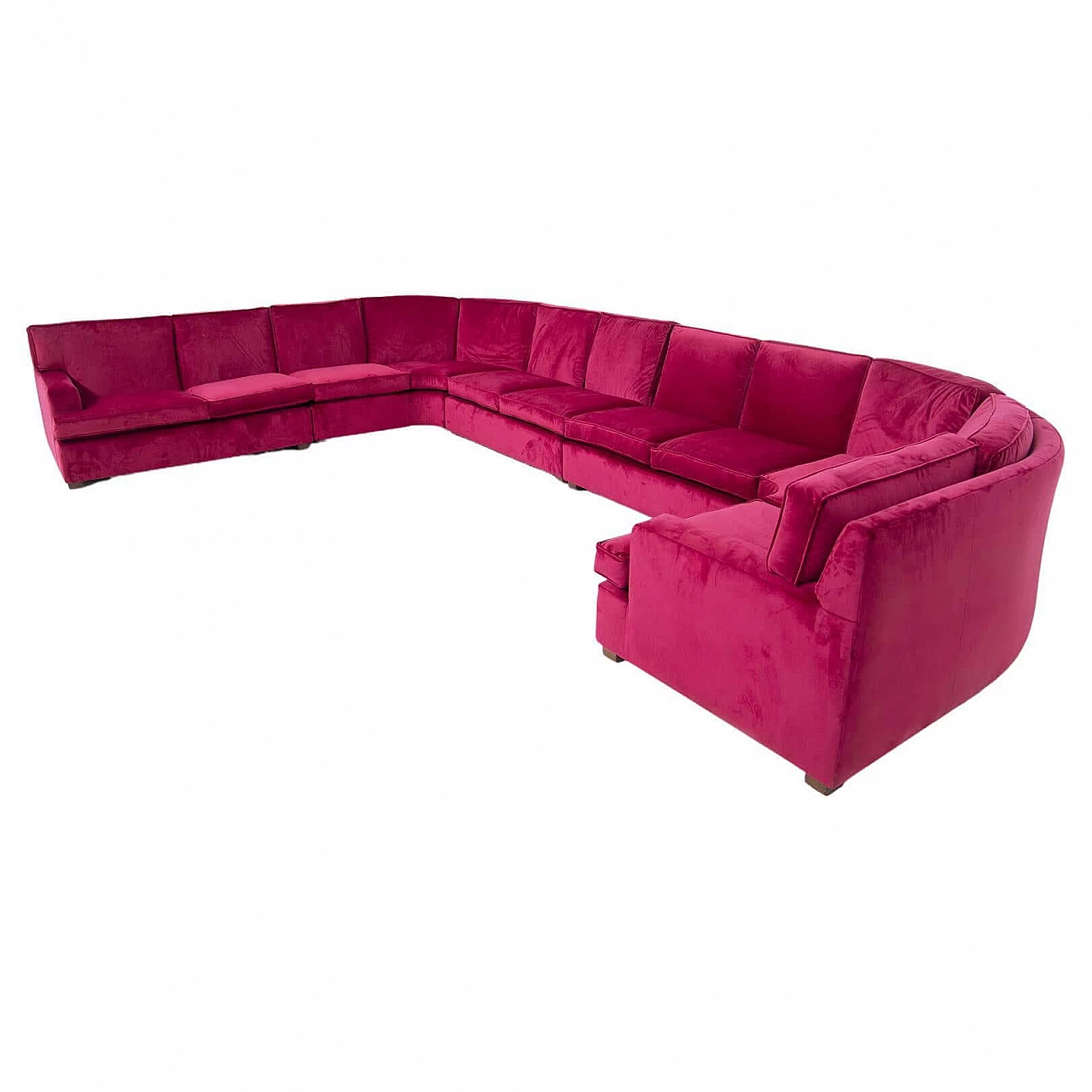 12-seater modular sofa attr. to Luigi Caccia Dominioni in dark fuchsia velvet, 1960s 1403109