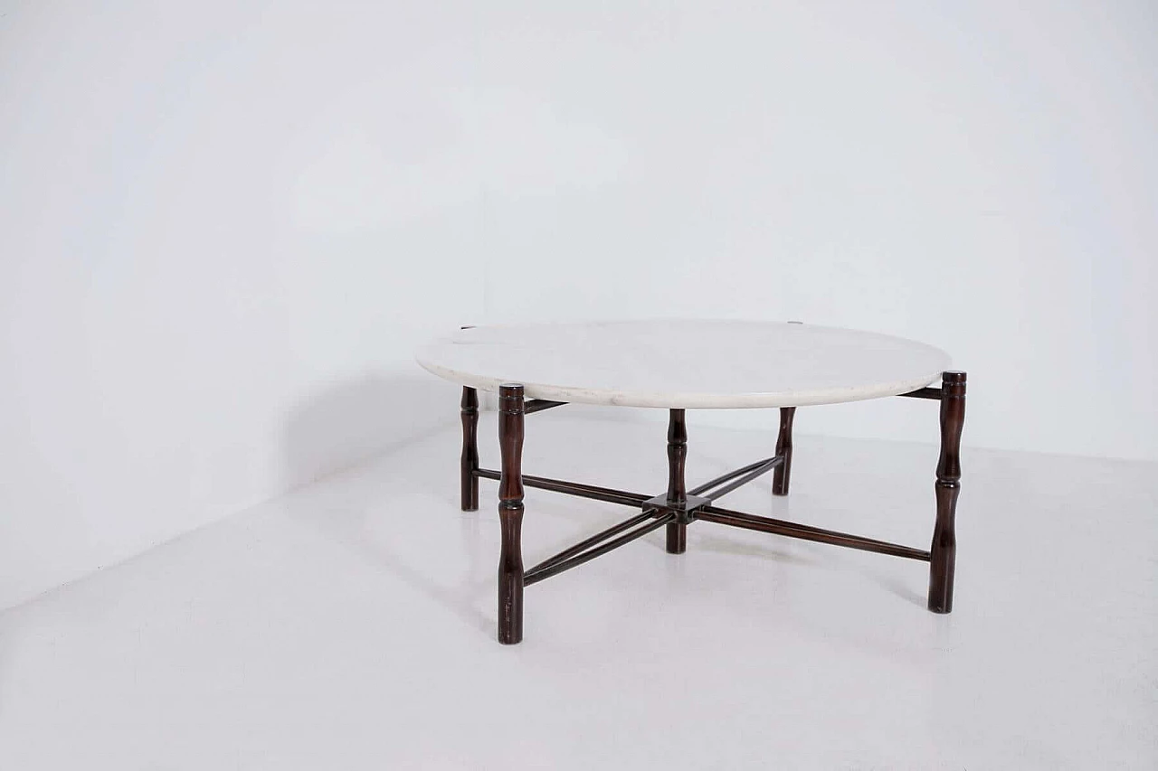 Tavolino di Giuseppe Scapinelli in legno e marmo, anni '50 1403146