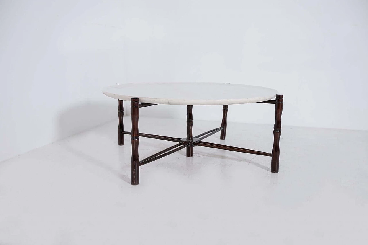 Tavolino di Giuseppe Scapinelli in legno e marmo, anni '50 1403147
