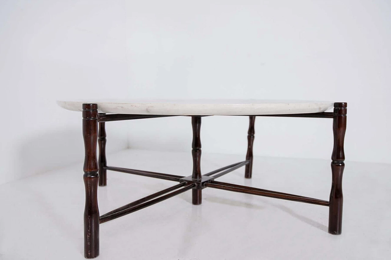 Tavolino di Giuseppe Scapinelli in legno e marmo, anni '50 1403149