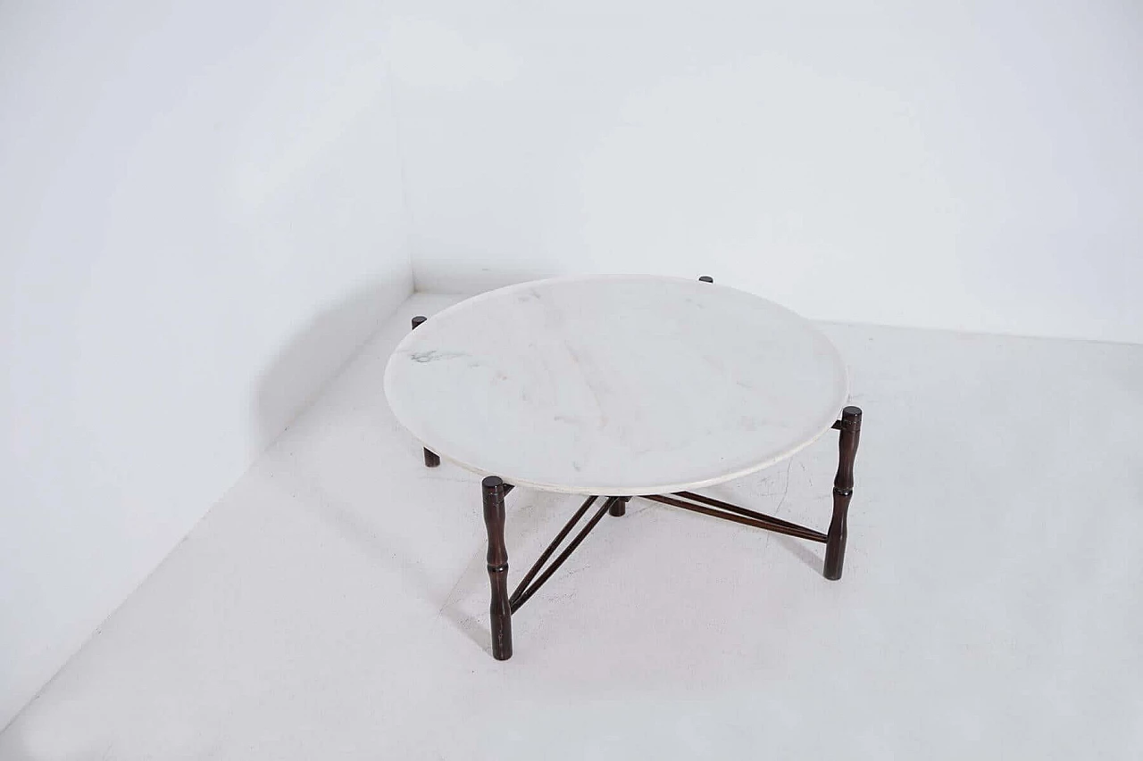 Tavolino di Giuseppe Scapinelli in legno e marmo, anni '50 1403155