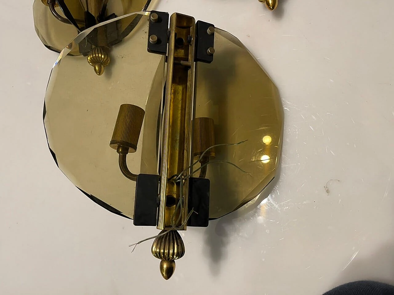 3 Smoked cut glass wall lights, 1970s | intOndo