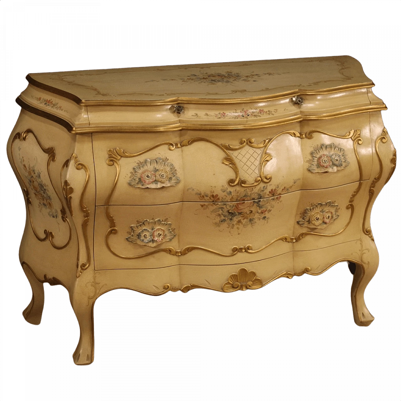 Comò in stile veneziano laccato e dipinto a mano 1403439