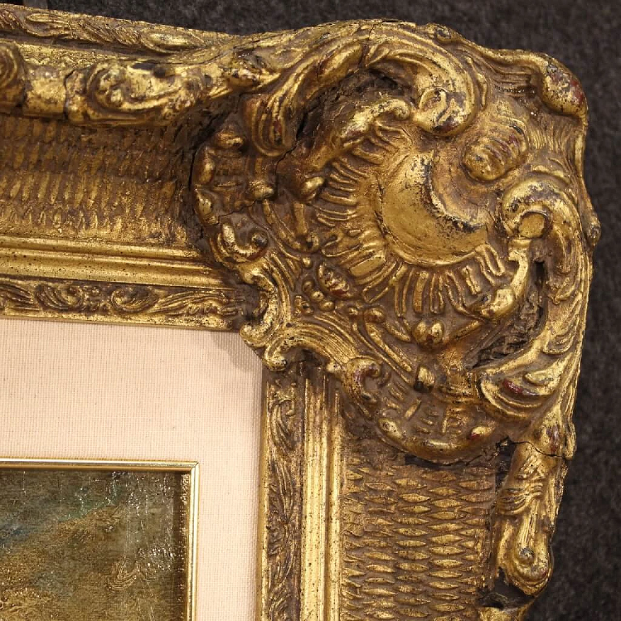 Paesaggio sul fiume, dipinto inglese olio su tela 1403858