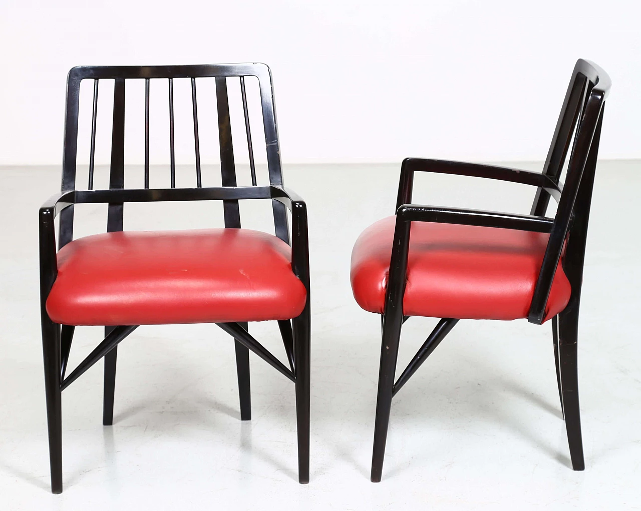 4 Chairs by Paul Laszlo in black lacquered wood, 1950s 1403953