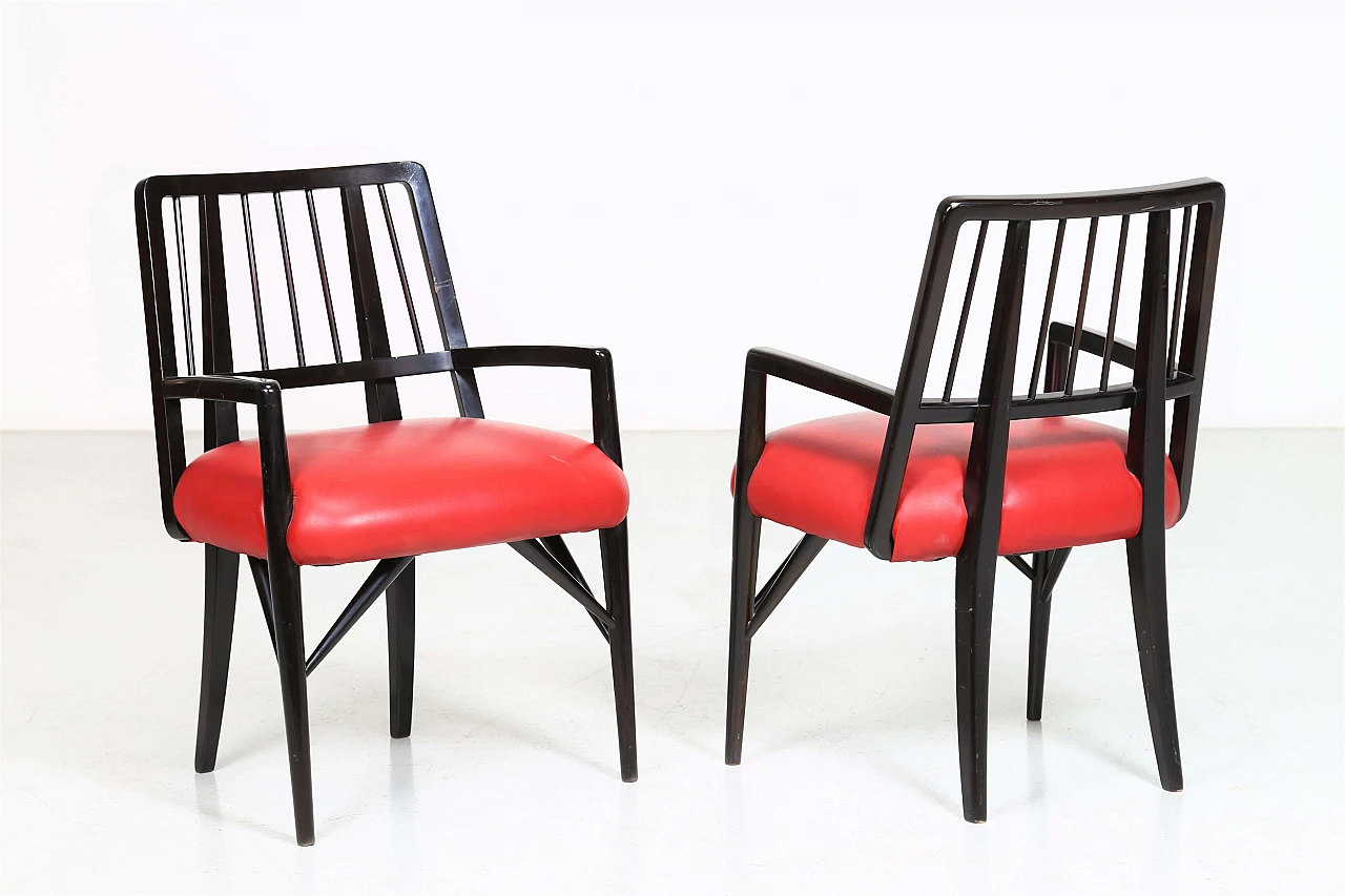 4 Chairs by Paul Laszlo in black lacquered wood, 1950s 1403957
