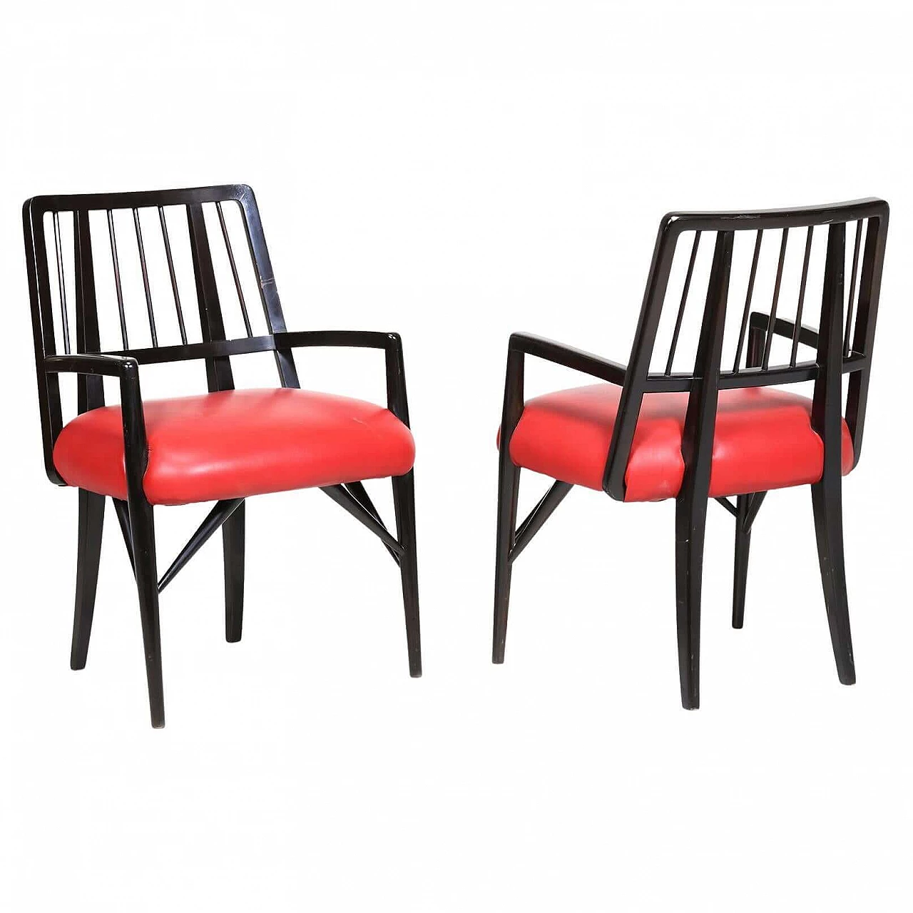 4 Chairs by Paul Laszlo in black lacquered wood, 1950s 1403964