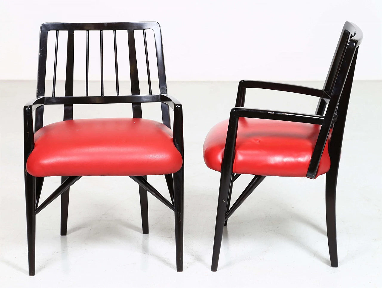 4 Chairs by Paul Laszlo in black lacquered wood, 1950s 1403965