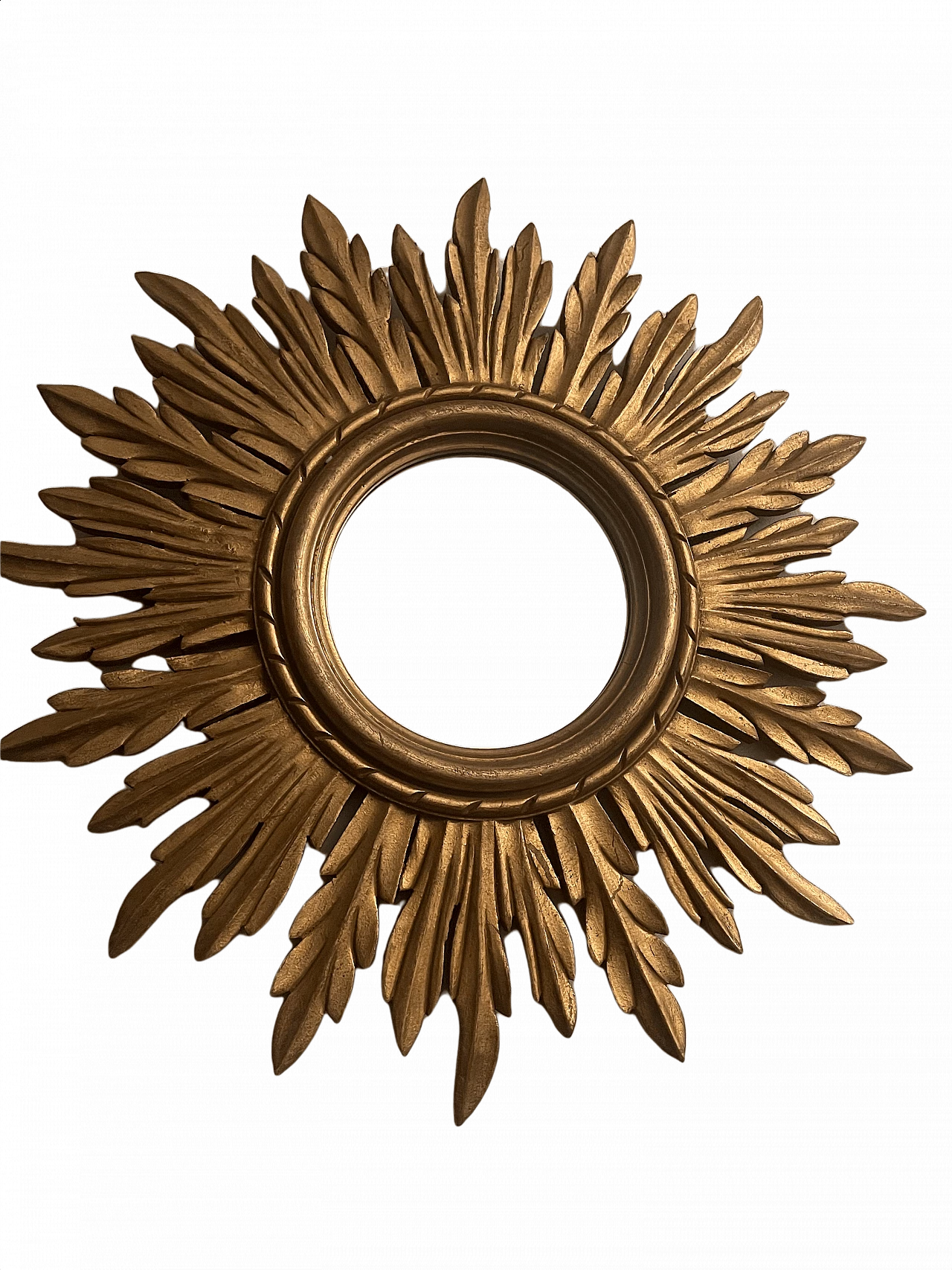 Specchio a forma di sole in legno dorato 1404011