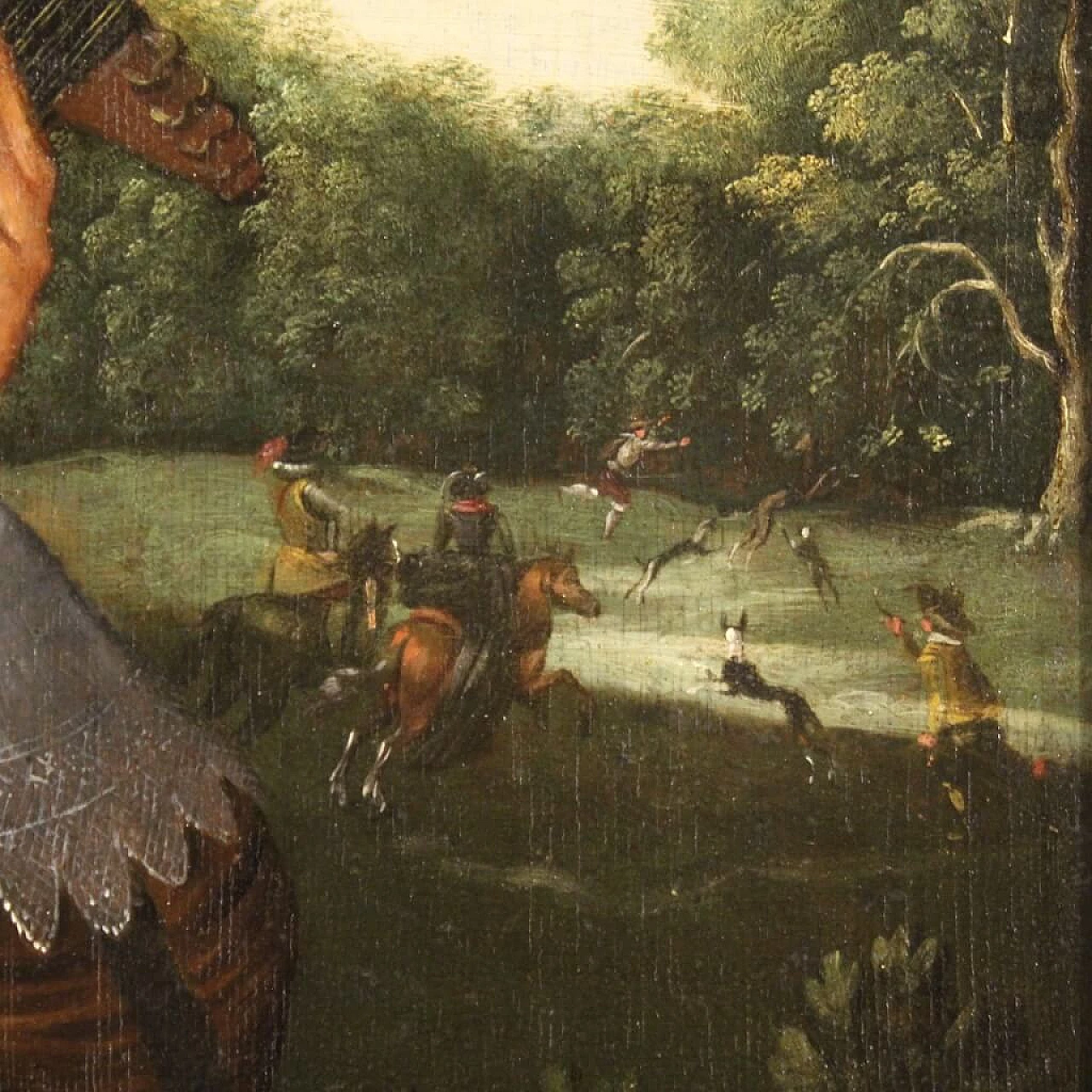 Musicians and hunting scene, Flemish oil painting, 17th century 1404020