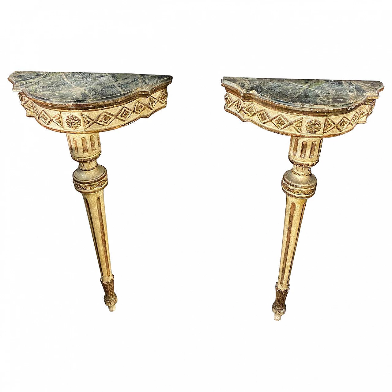 Pair of half-moon consoles in lacquered wood, 19th century 1404036