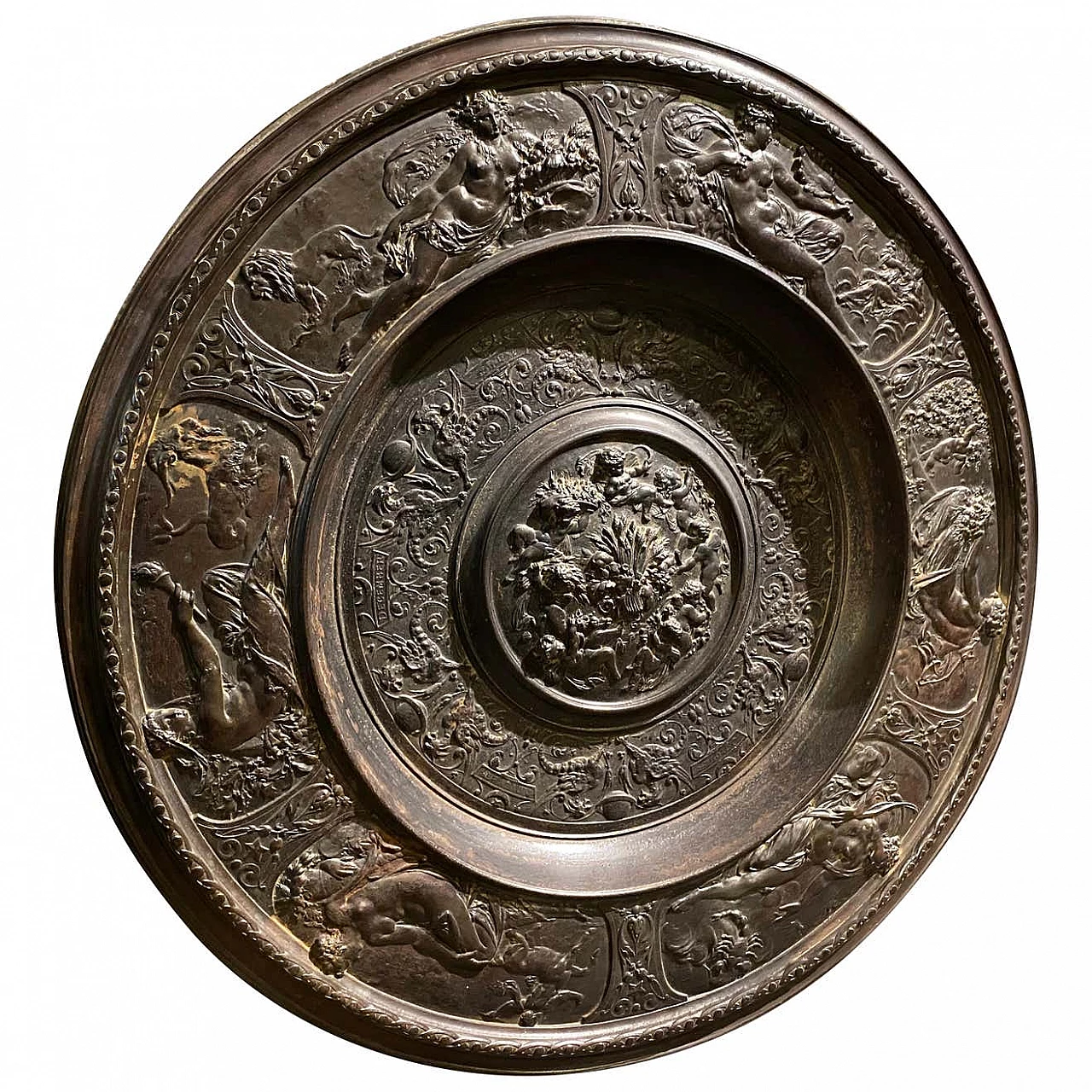 Mural plate in the manner of Francois Briot in cast iron, 19th century 1404120