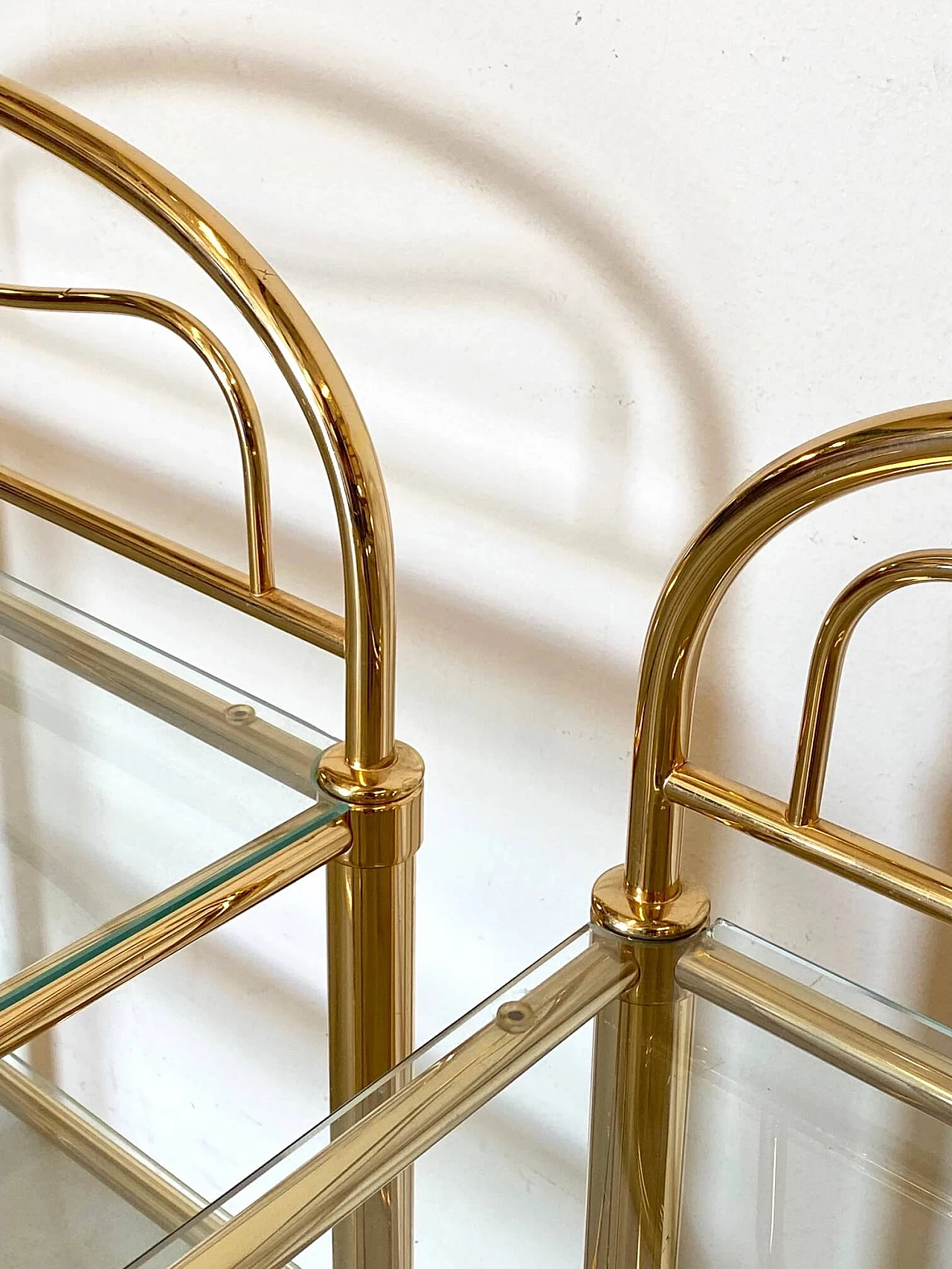 Pair of bedside tables in brass, 80s 1404262