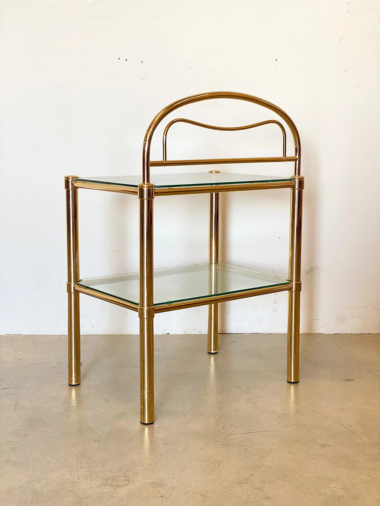 Pair of bedside tables in brass, 80s 1404263