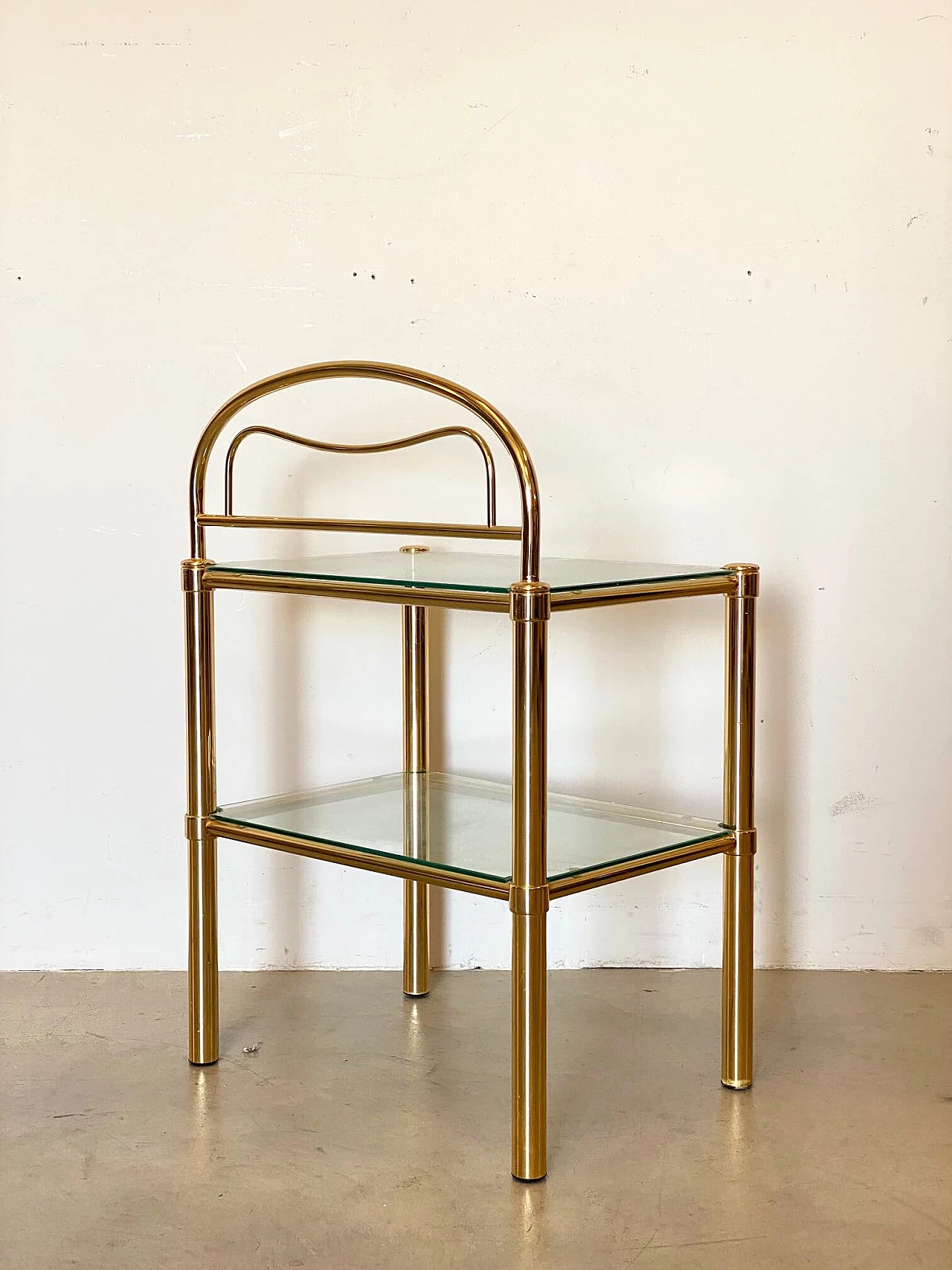 Pair of bedside tables in brass, 80s 1404268