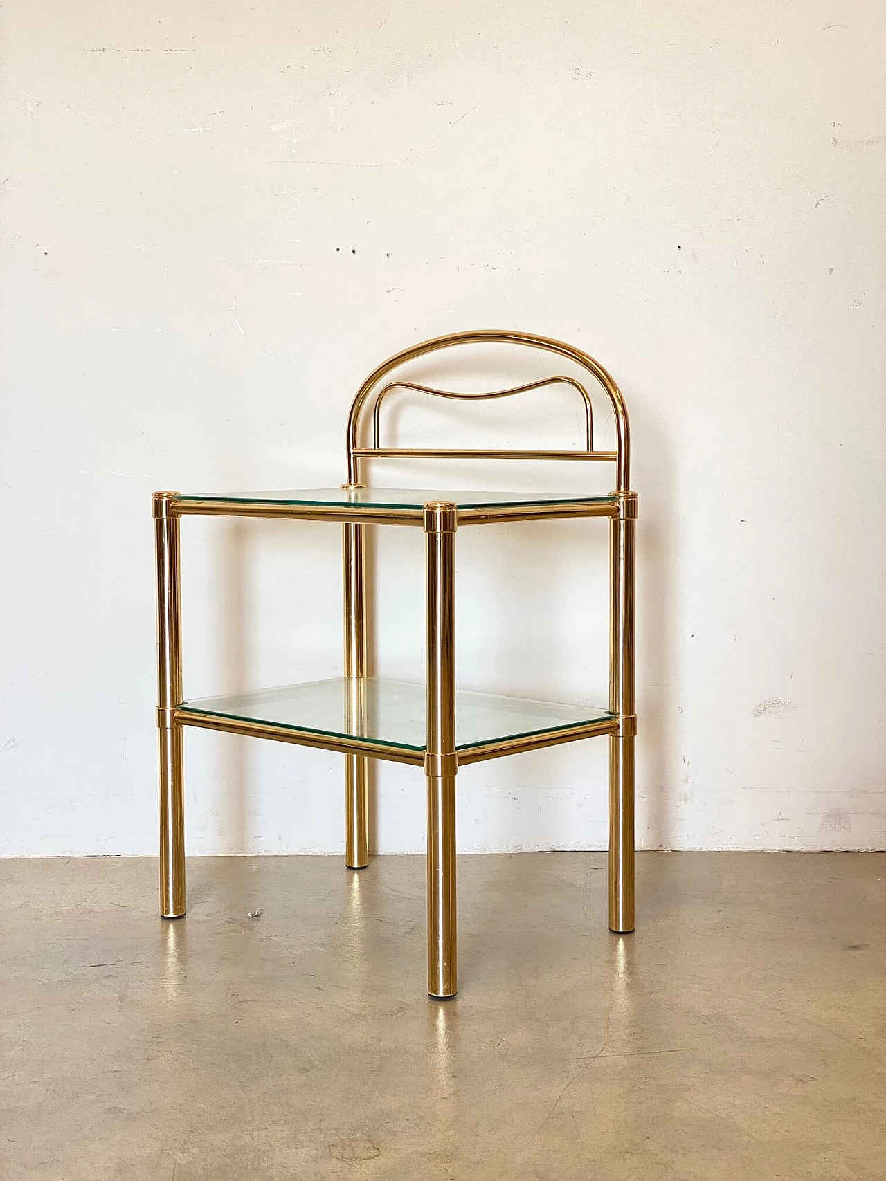 Pair of bedside tables in brass, 80s 1404276