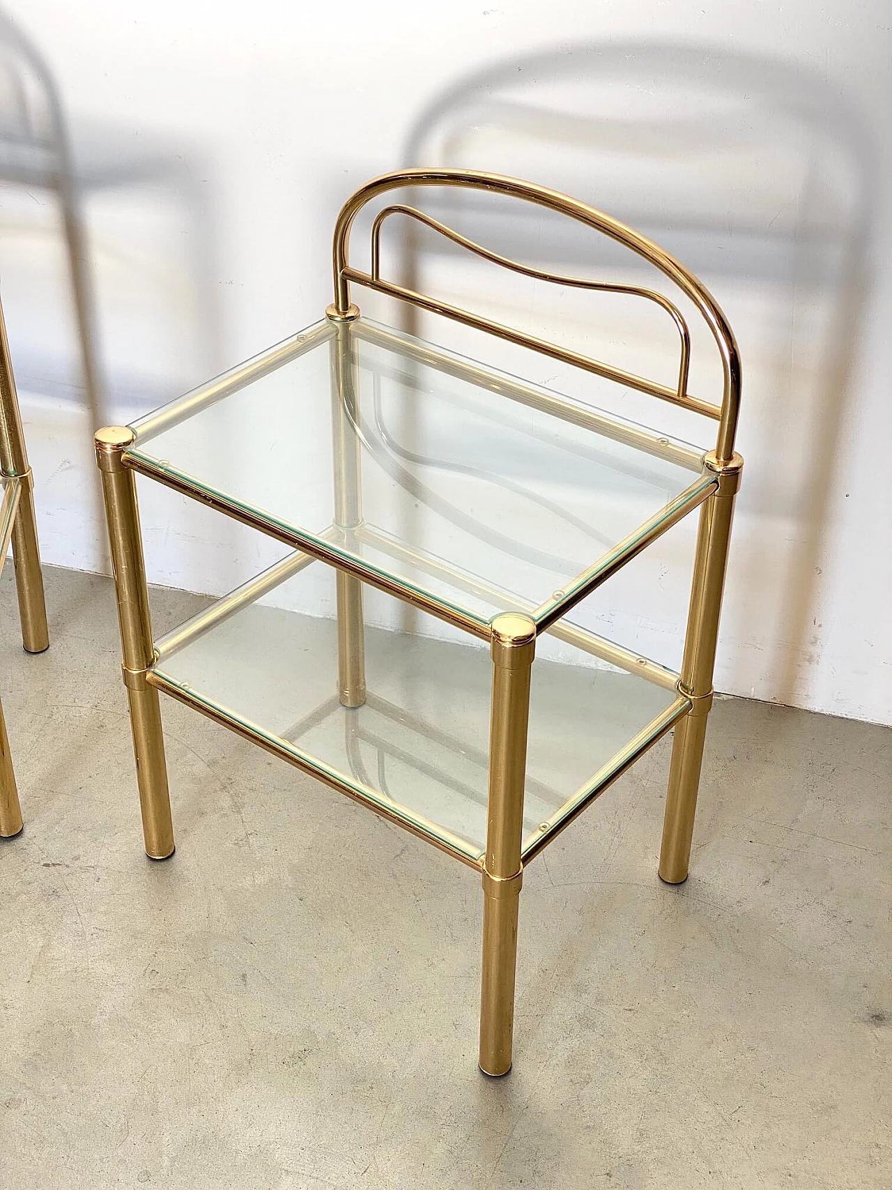 Pair of bedside tables in brass, 80s 1404277