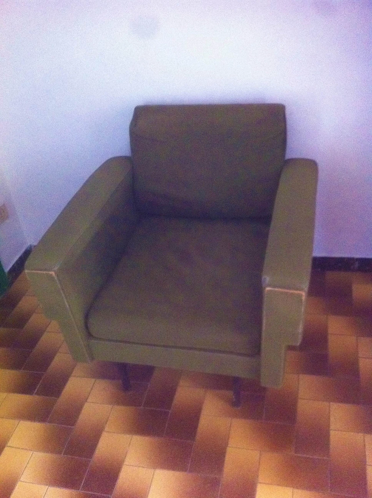 Green velvet armchair, 1960s 1404621