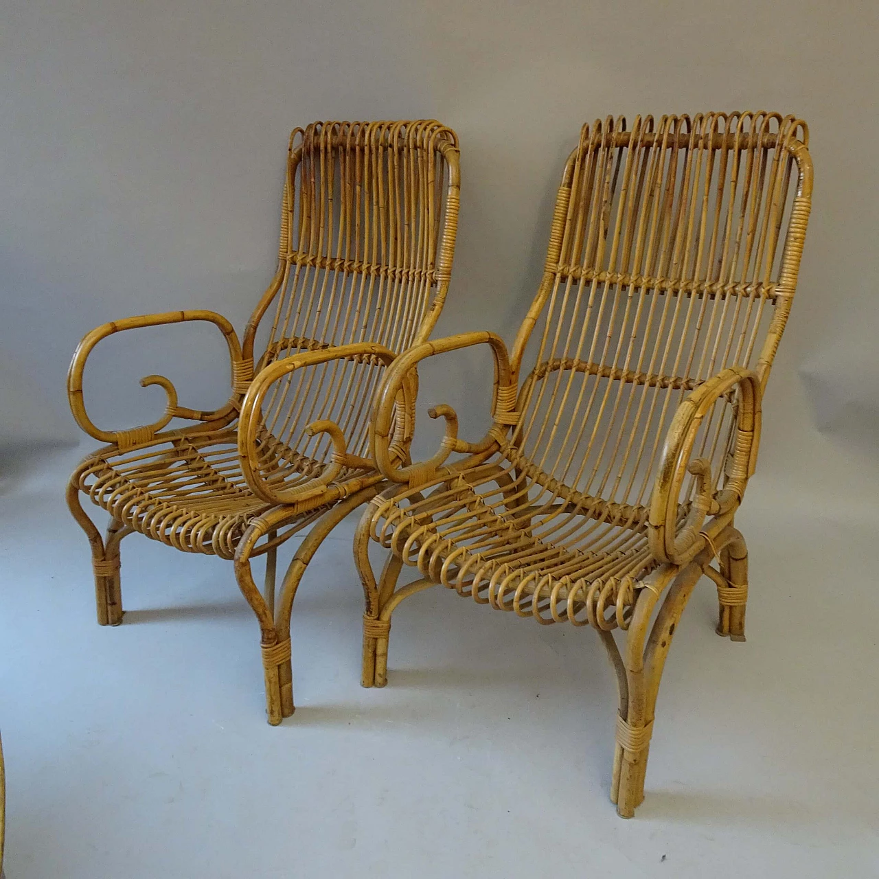 Pair of bamboo armchairs, 1960s 1404980