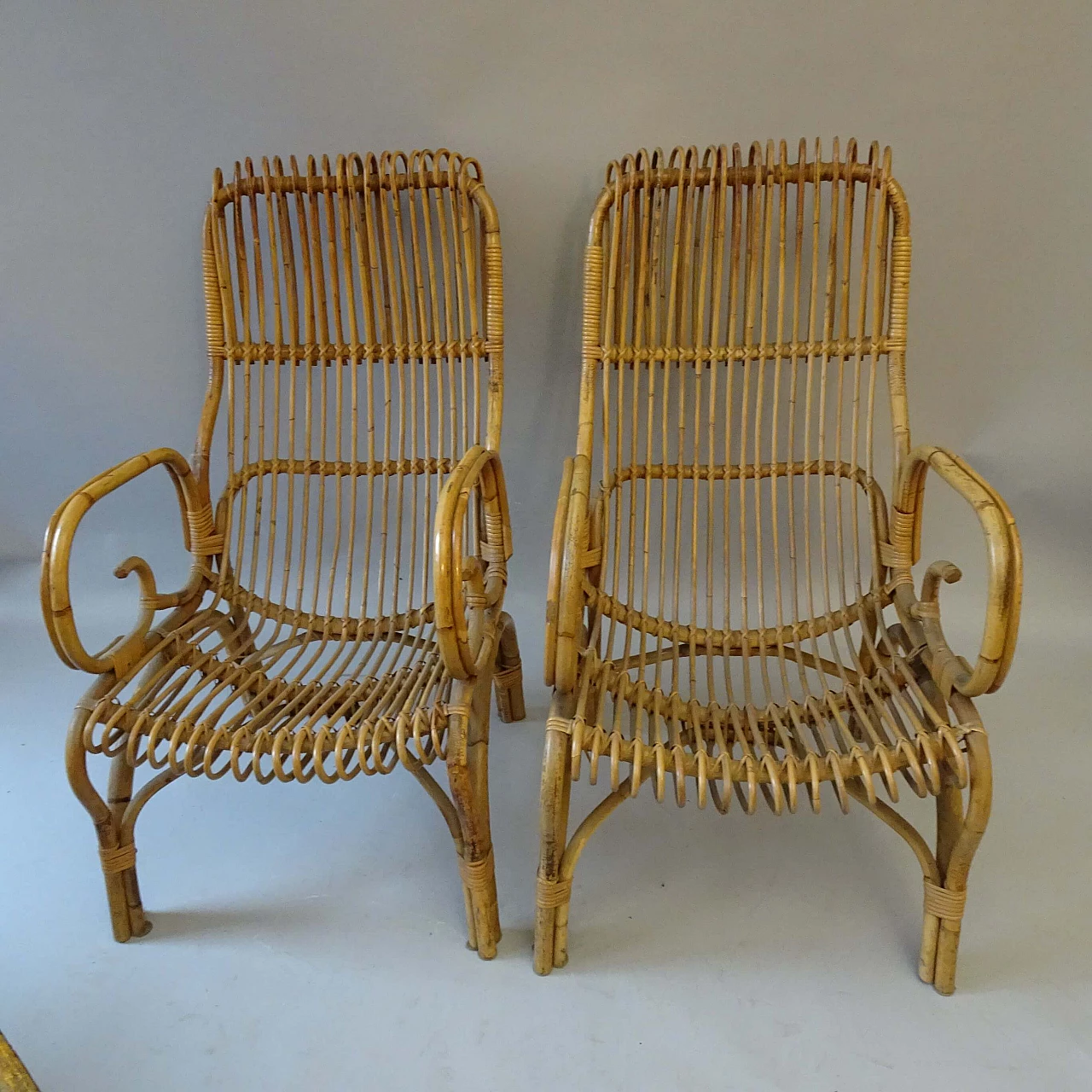 Pair of bamboo armchairs, 1960s 1404981