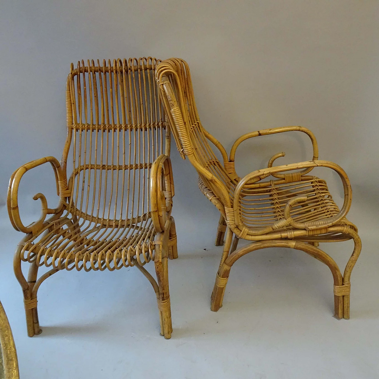 Pair of bamboo armchairs, 1960s 1404982