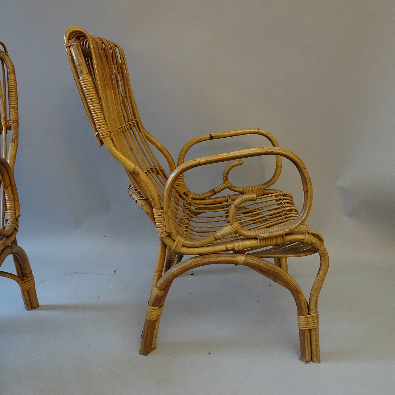 Pair of bamboo armchairs, 1960s 1404983
