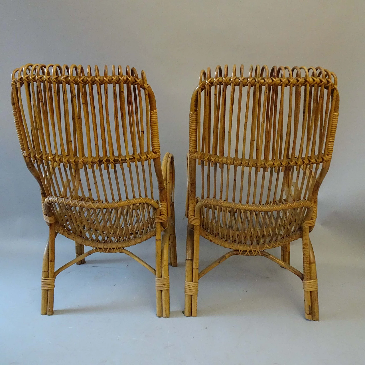 Pair of bamboo armchairs, 1960s 1404984