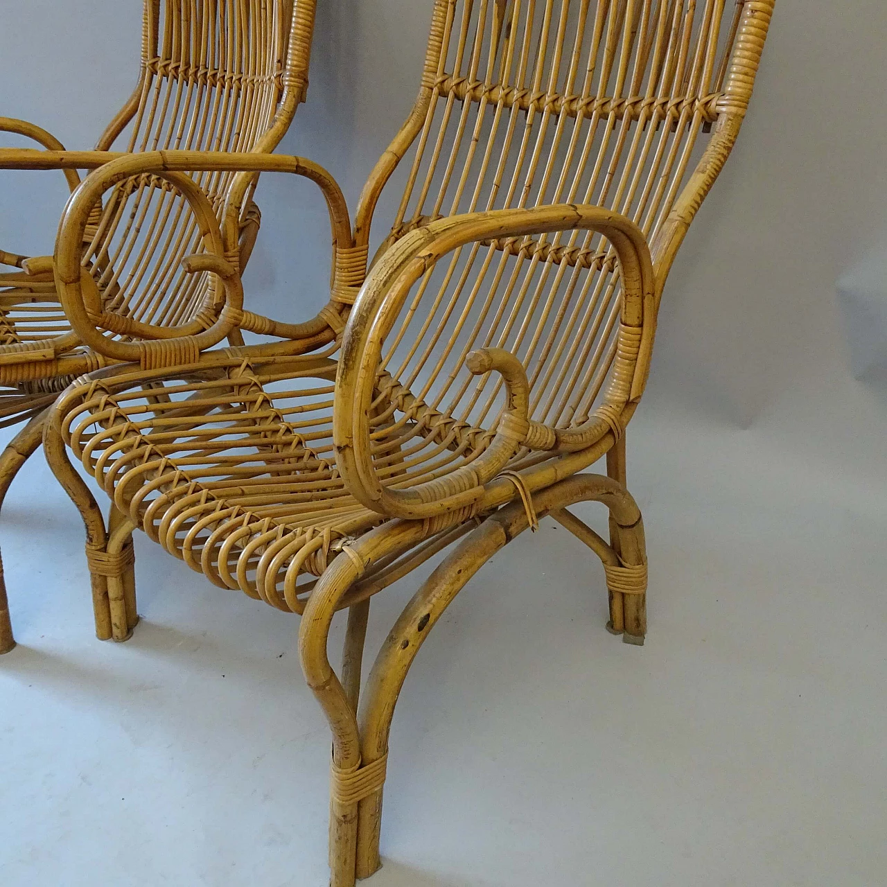 Pair of bamboo armchairs, 1960s 1404985