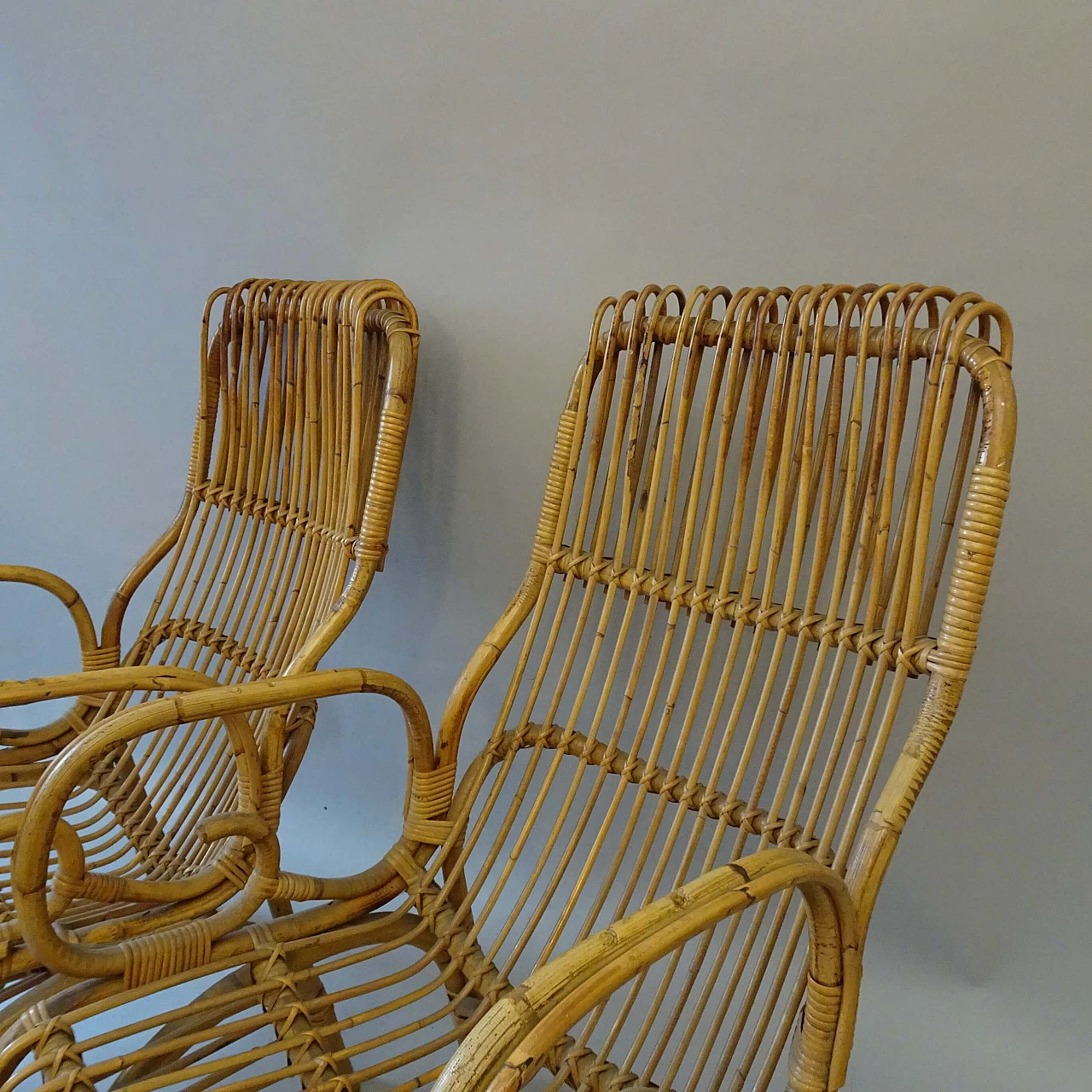 Pair of bamboo armchairs, 1960s 1404986