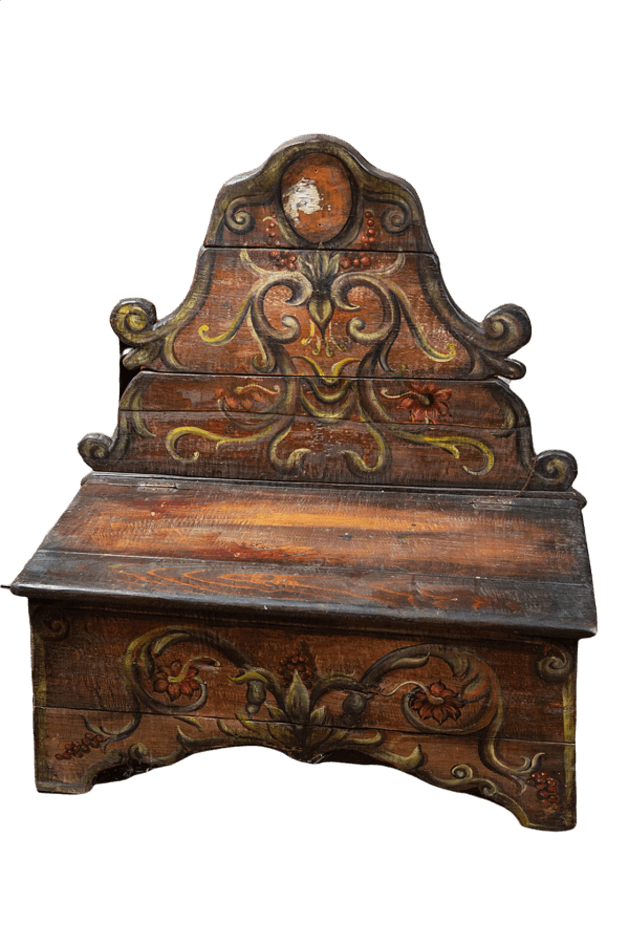 Cassapanca est europea dipinta a mano, anni '60 1405158