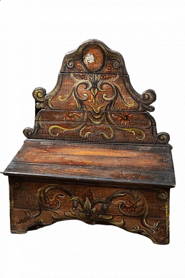 Cassapanca est europea dipinta a mano, anni '60