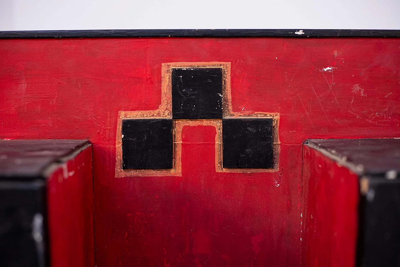 Futurist cabinet in red wood with applications, 1920s 1405198