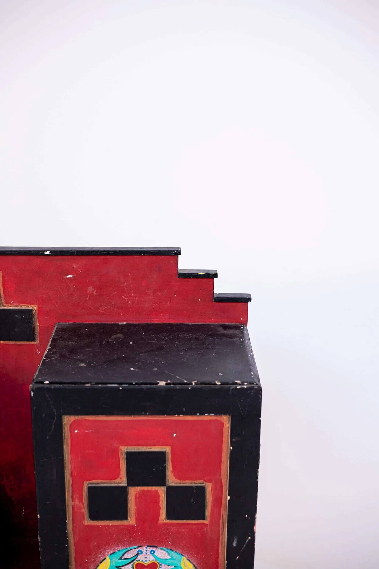 Futurist cabinet in red wood with applications, 1920s 1405199
