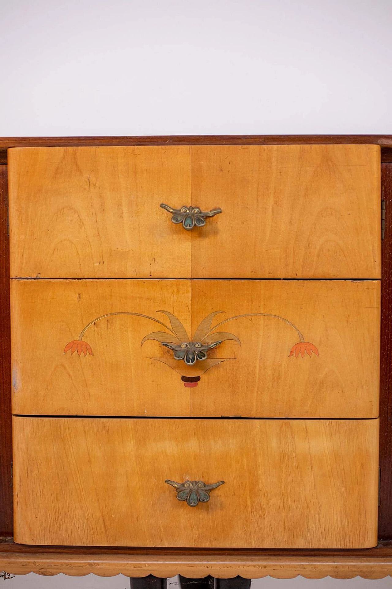 Sideboard attributed to Paolo Buffa in wood and brass, 1950s 1405222