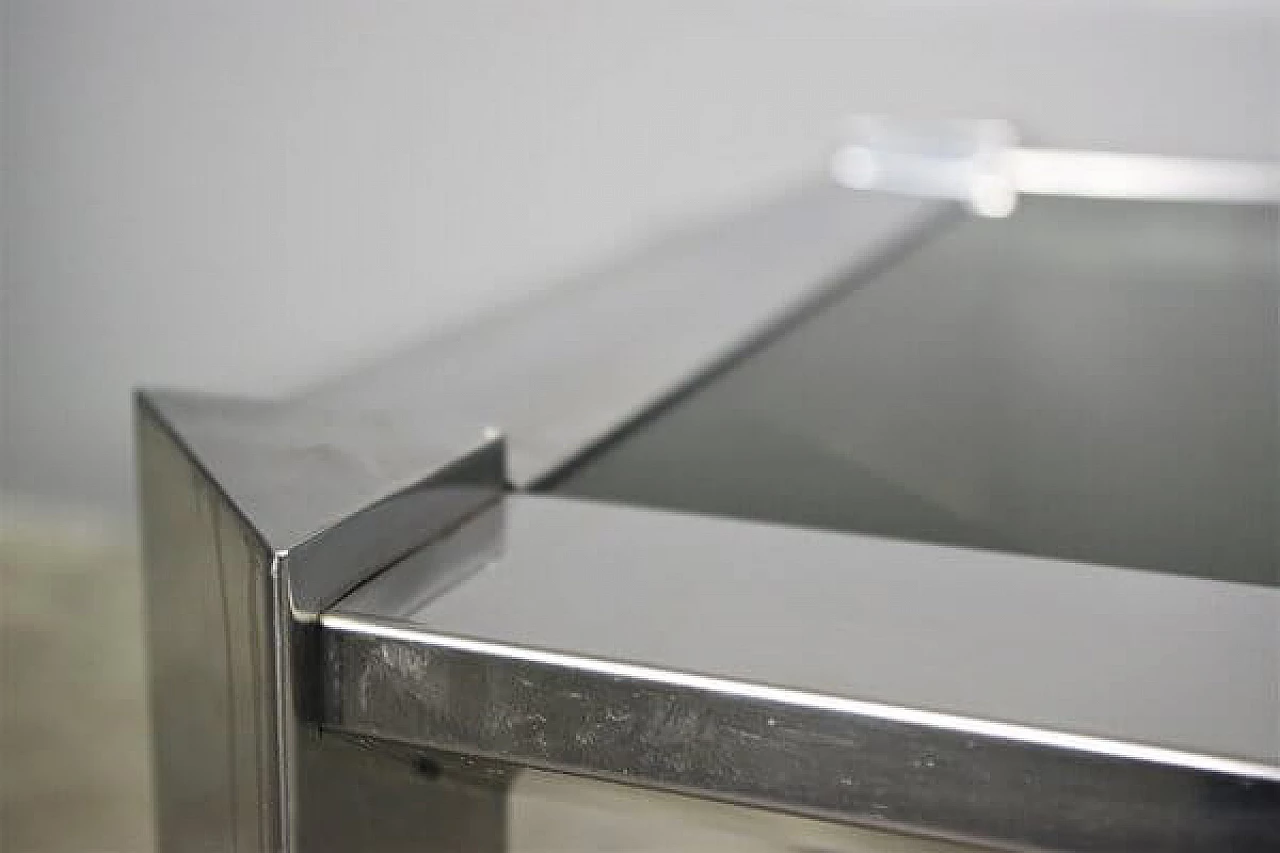 Coffee table in aluminium and smoked glass, 1970s 1405257