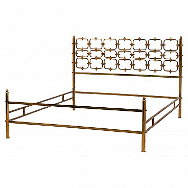 Sculptural brass double bed by Luciano Frigerio, 1960s