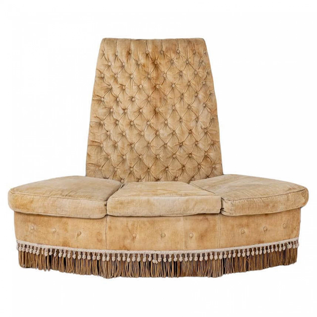 Divano angolare semicircolare in velluto, anni '50 1405403