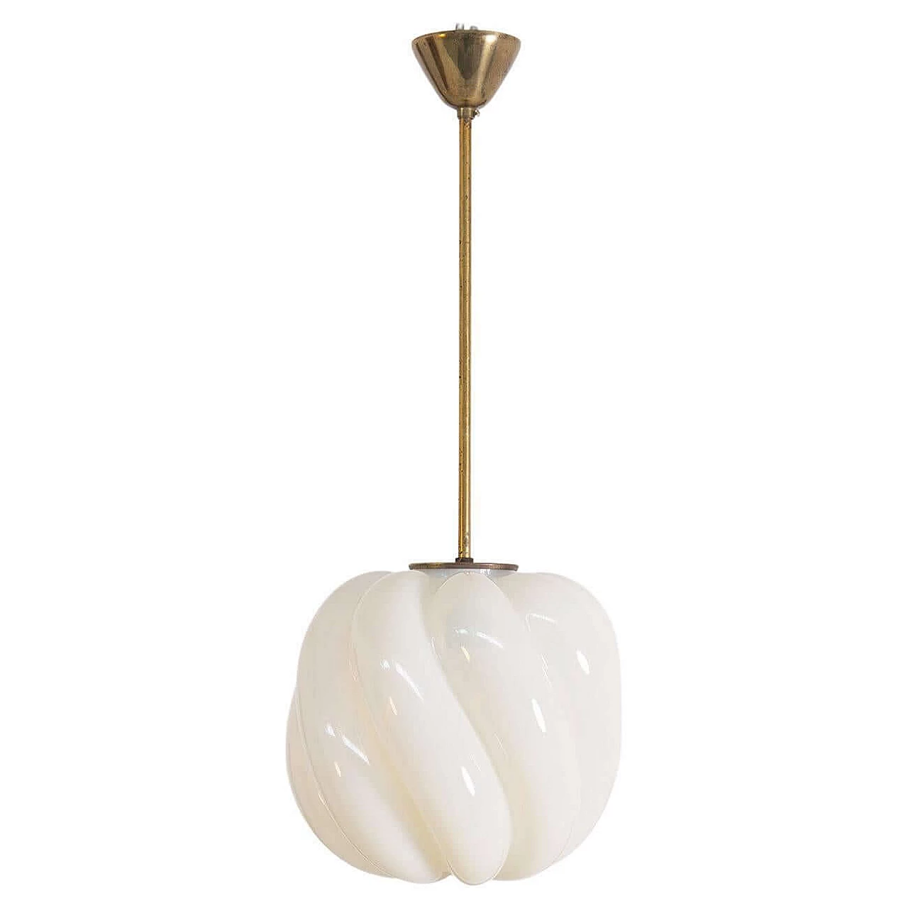 Brass and white glass lamp, 1950s 1405452