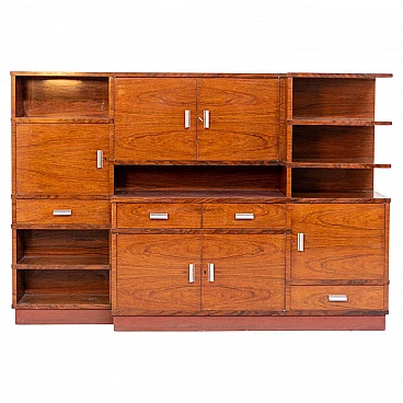 Mobile da soggiorno razionalista in legno e acciaio, anni '20