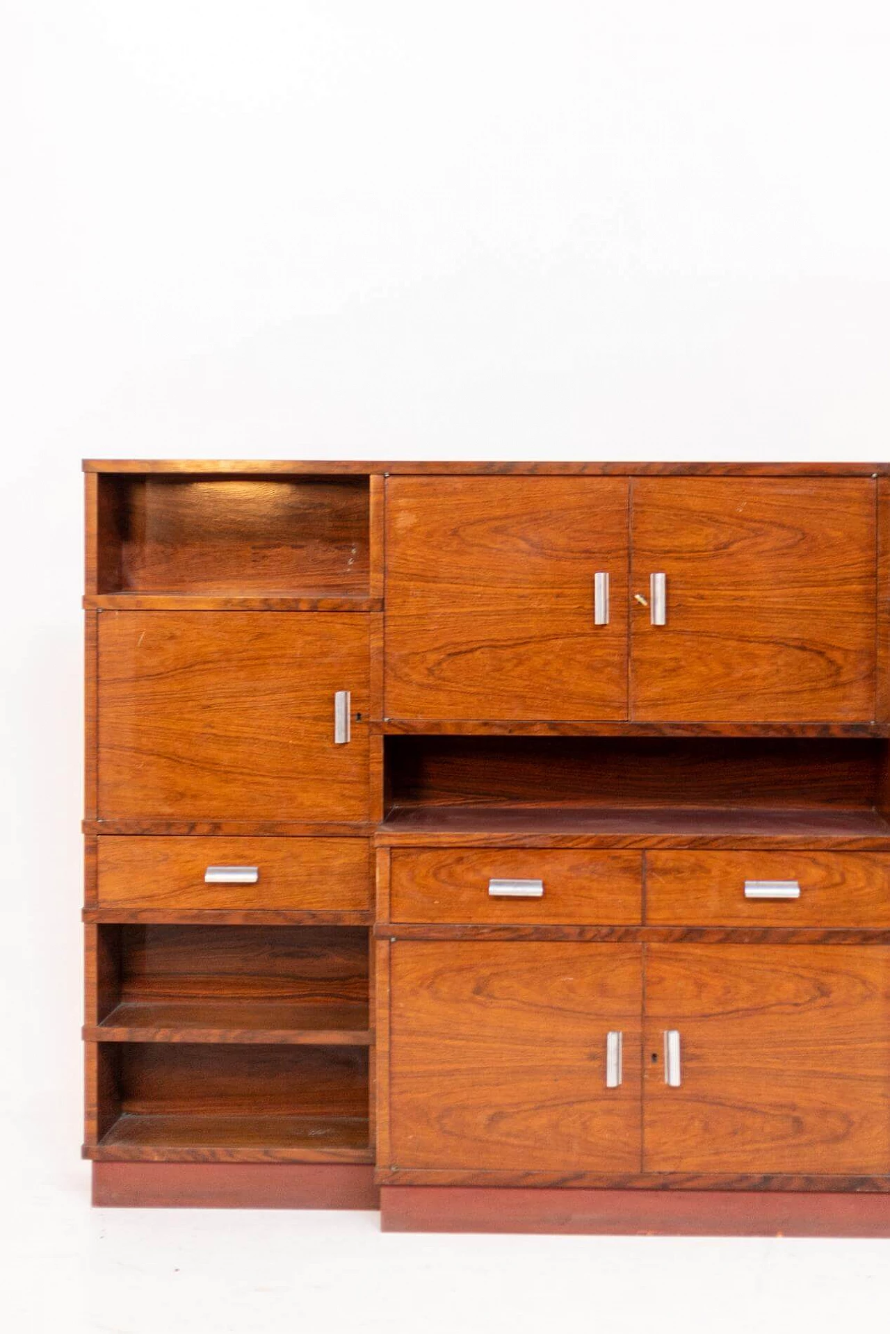 Rationalist living room wardrobe in wood and steel, 1920s 1405485