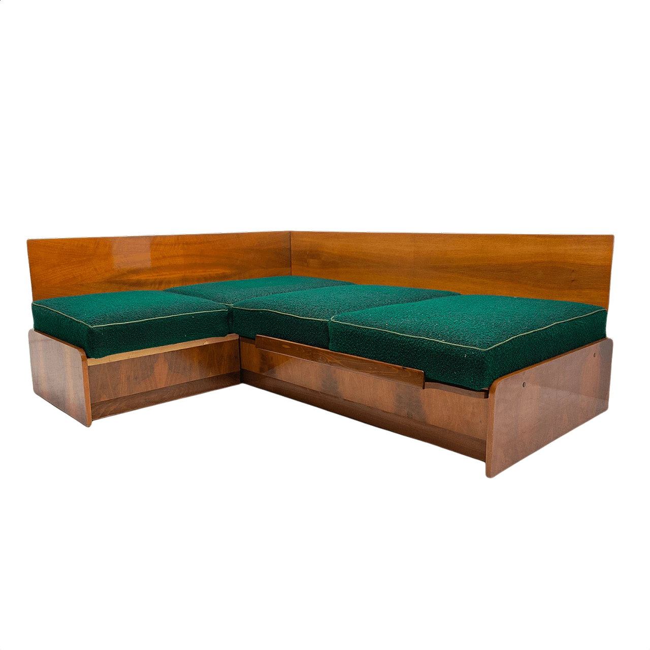 Divano letto ad angolo in noce di Jindrich Halabala per UP Zavody, anni '50 1405611
