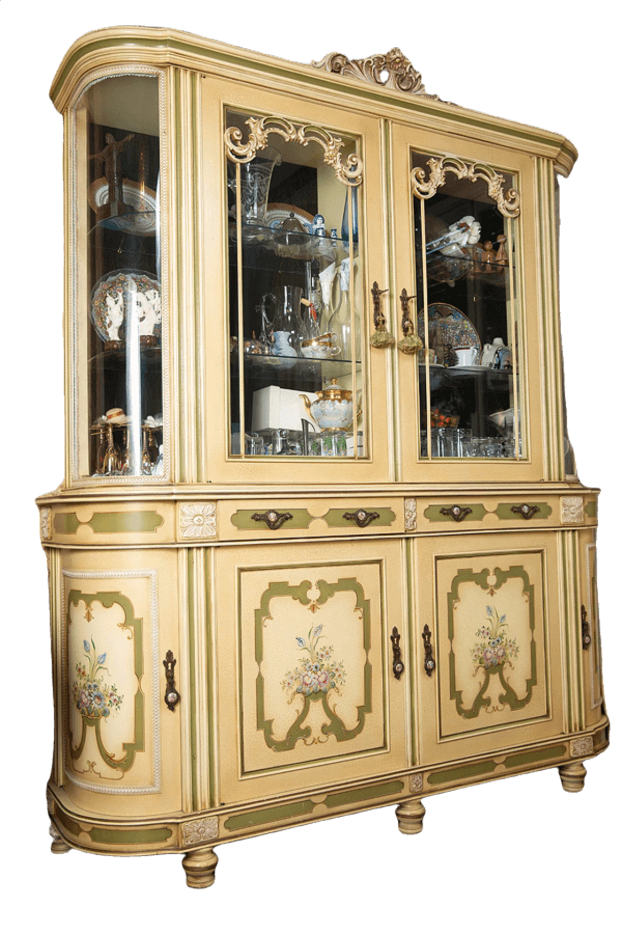 Cristalliera veneziana in legno laccato e dipinto, anni '60 1405614