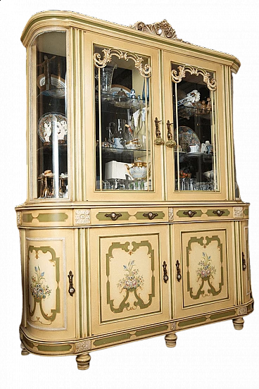 Cristalliera veneziana in legno laccato e dipinto, anni '60