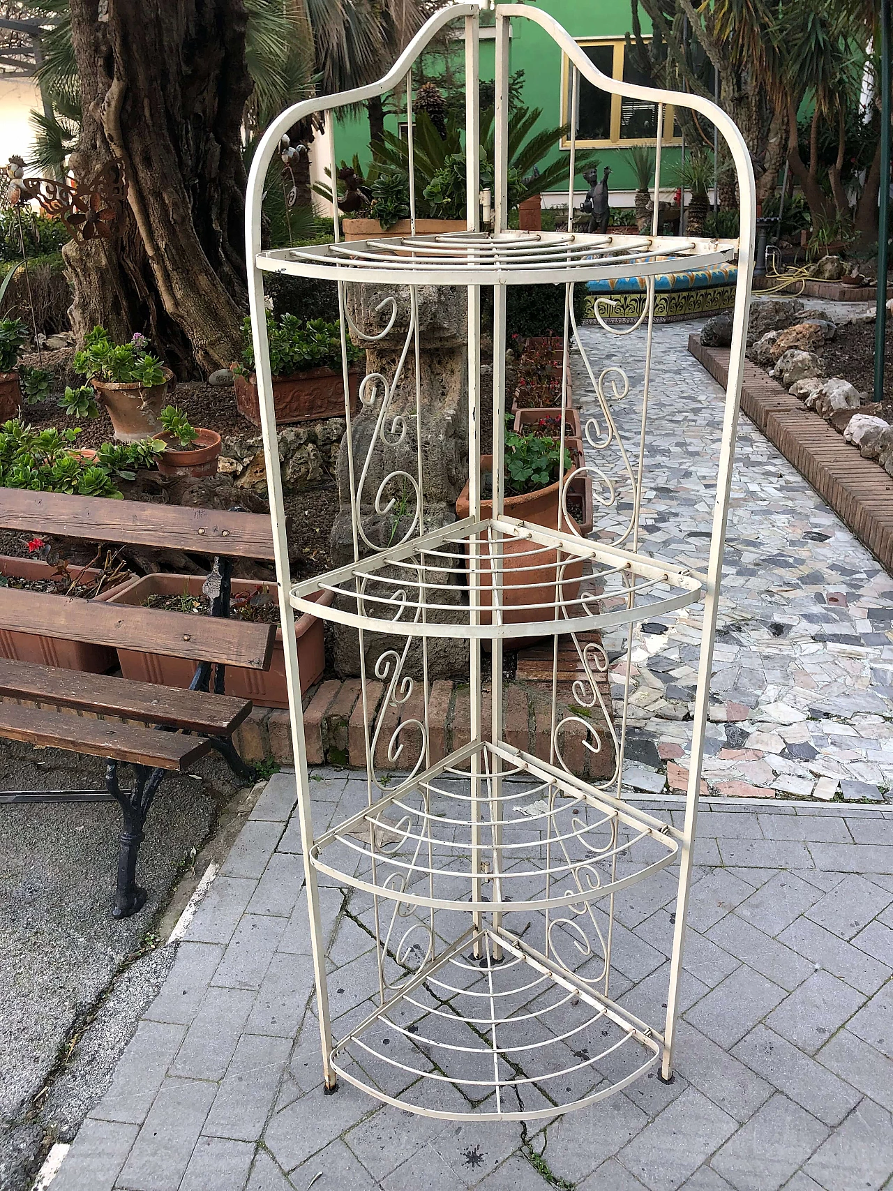 Etagere ferro battuto bianco, anni '60 1405819