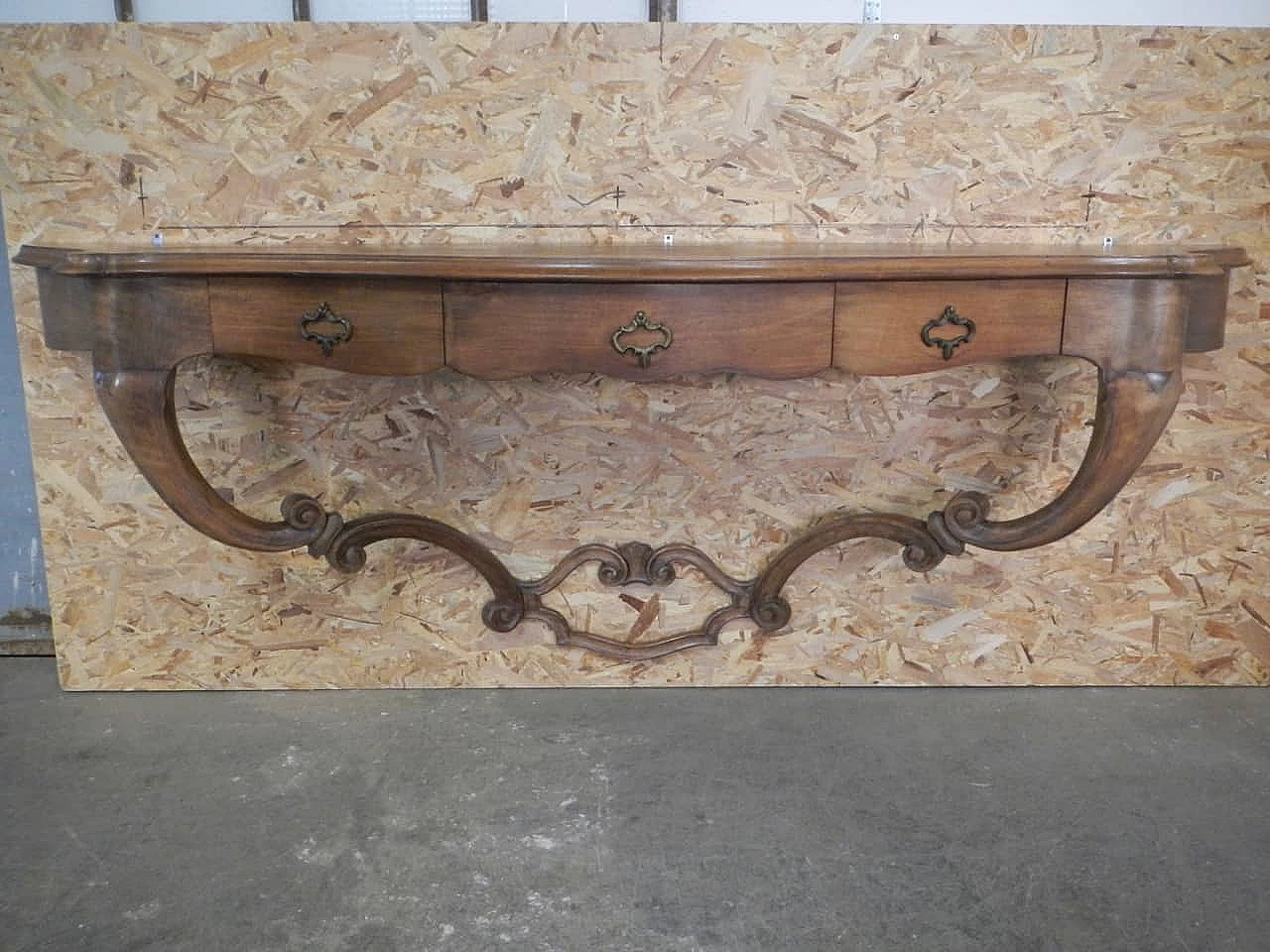 Fully inlaid walnut console table, 1950s 1405864