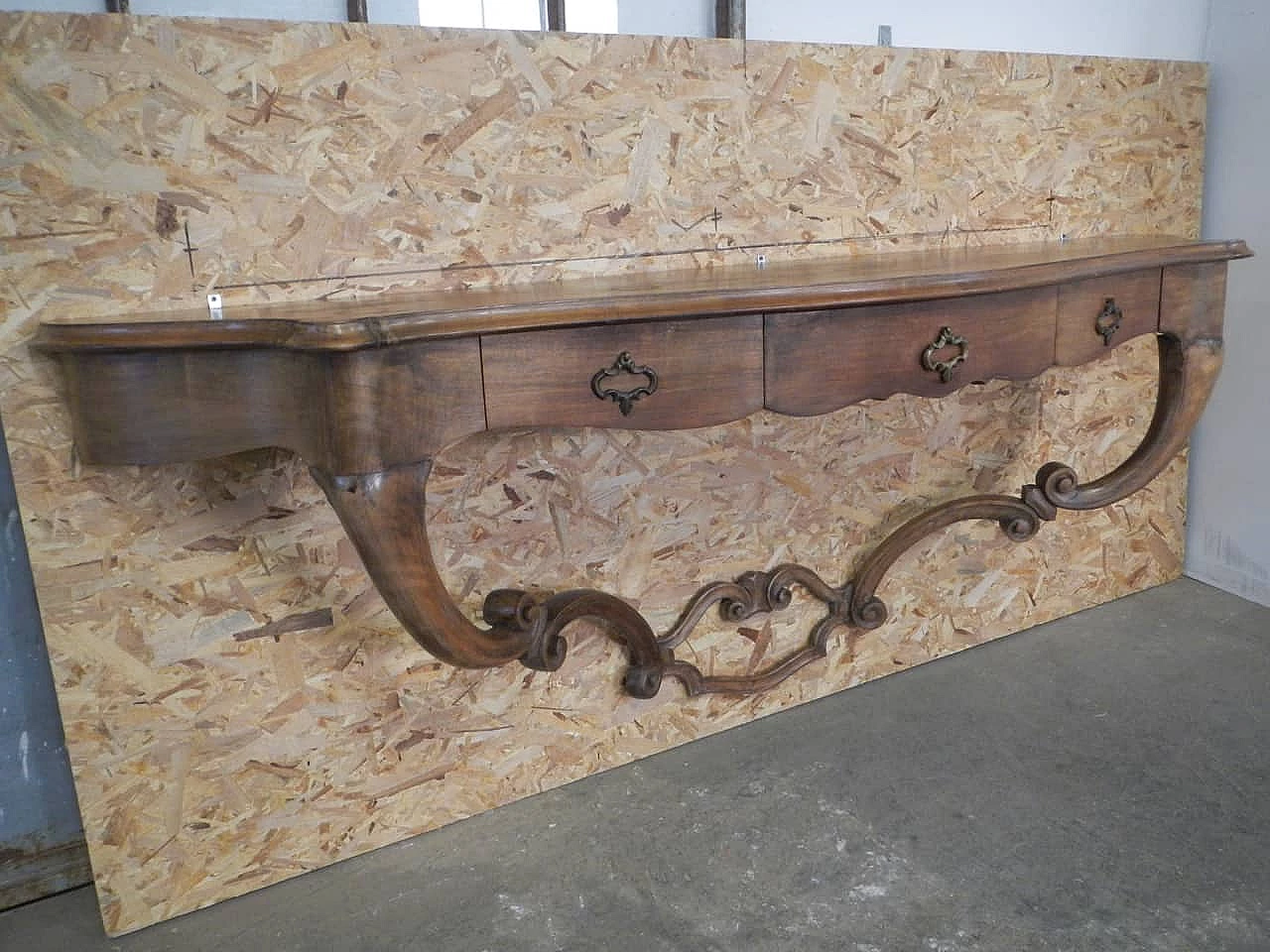 Fully inlaid walnut console table, 1950s 1405865