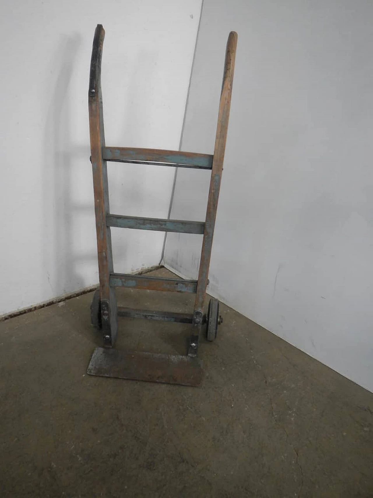 Industrial trolley made of oak and iron, 1950s 1405875
