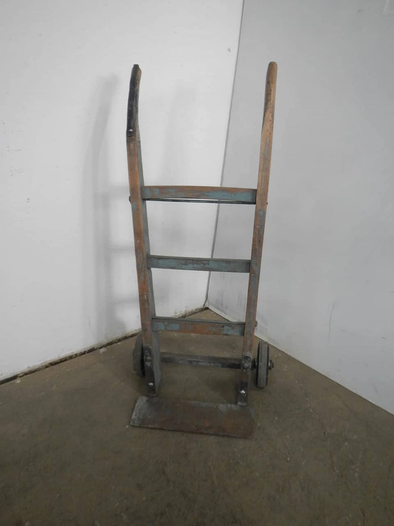 Industrial trolley made of oak and iron, 1950s 1405876